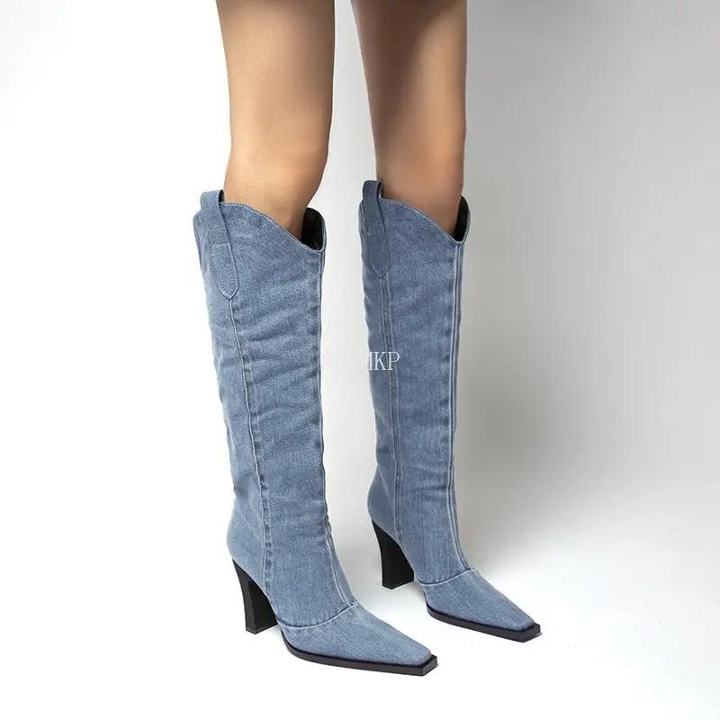 New Denim Ladies Non-slip Boots Fashion Thick-soled Spring Thigh High Boots Women Fashion Casual Shoes Boots eprolo
