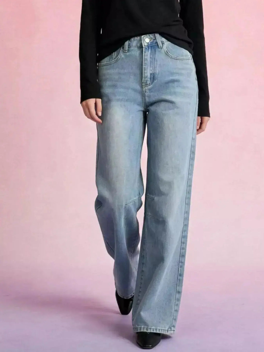 Wide Leg Wash Jeans - DaisyDrop 