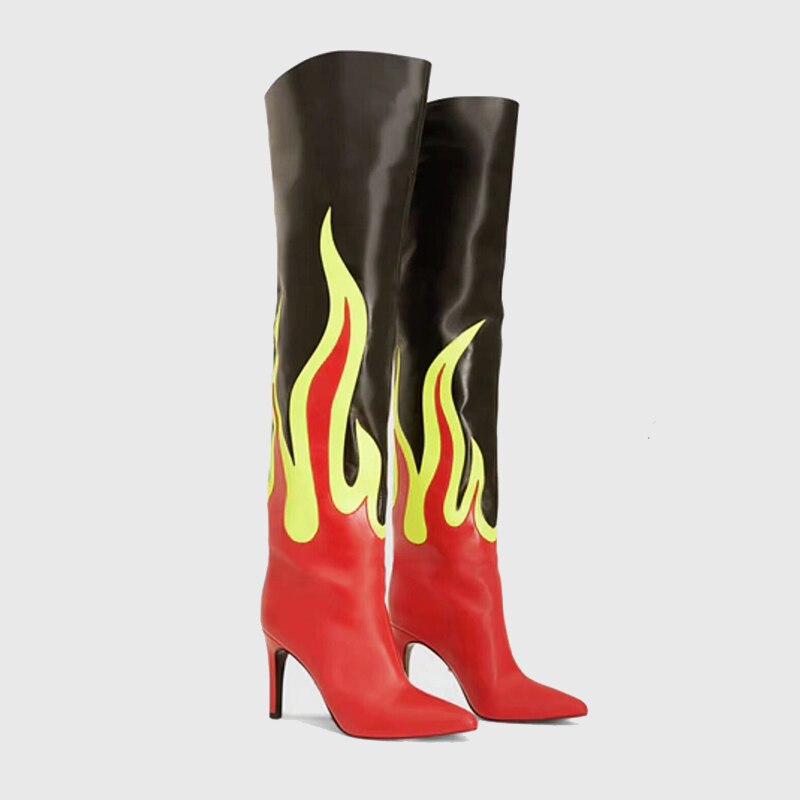 Women Over The Knee High Boots Pointed Toe Stilettos Heels Back Zipper