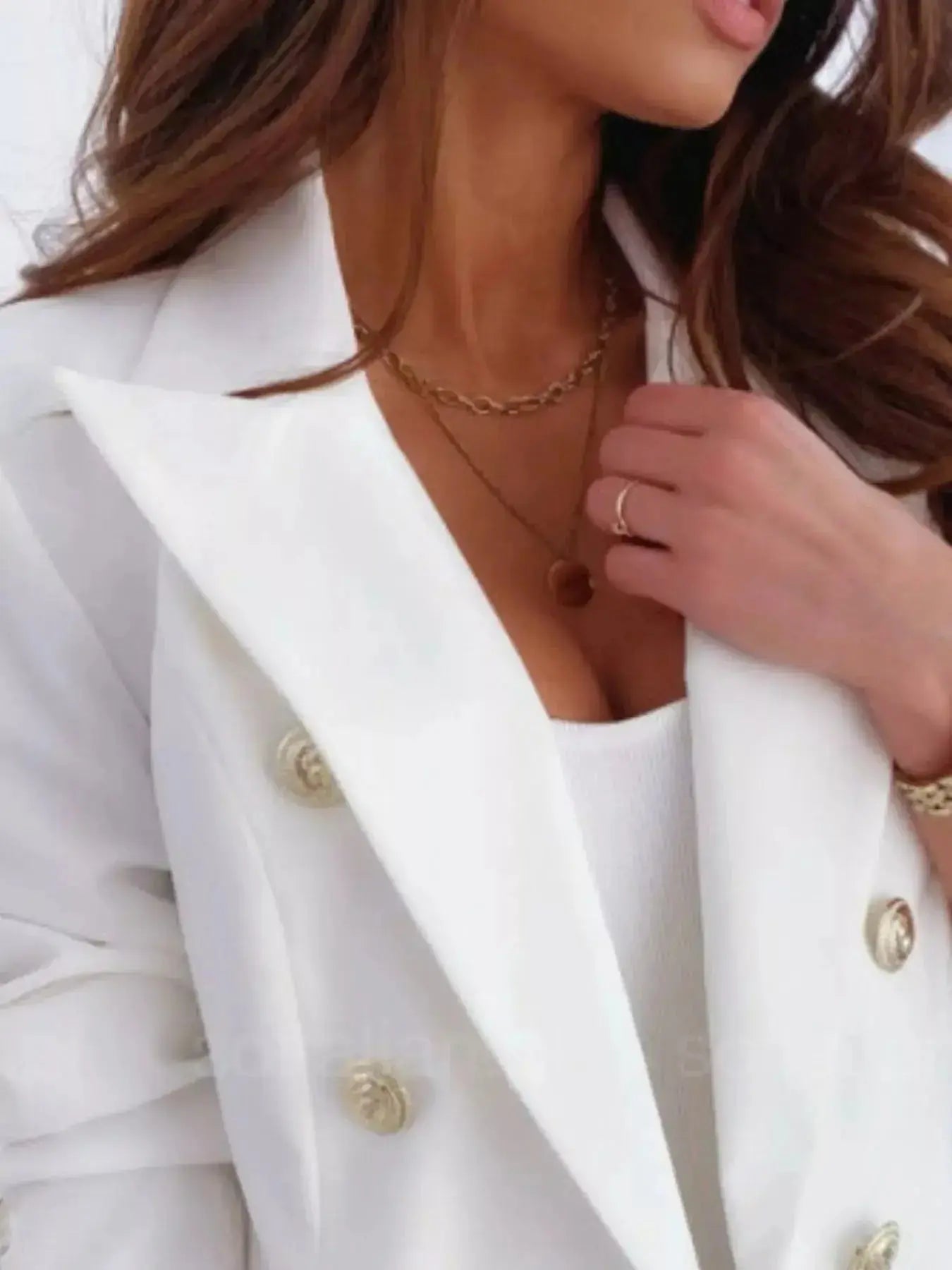 Double-Breasted Long Sleeve Blazer - DaisyDrop 