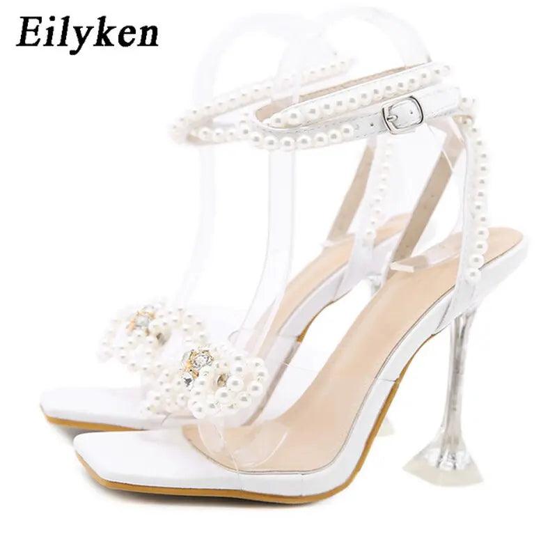 Rhinestone Bowknot Women High Heels Sexy Square toe Ankle Buckle Strap eprolo