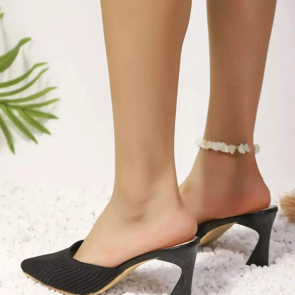 Point Toe Flare Heels Sandals - DaisyDrop 