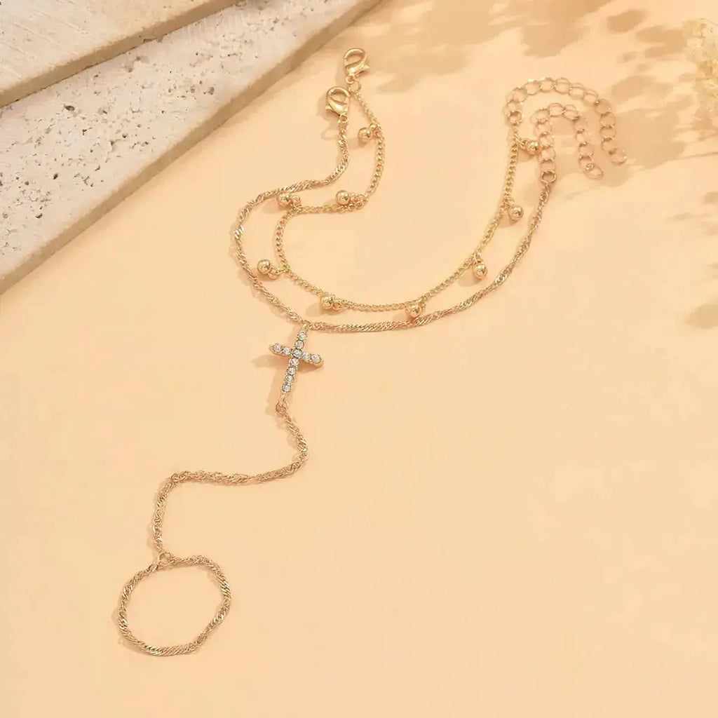 18K Gold-Plated Chain Cross Bracelet - DaisyDrop 