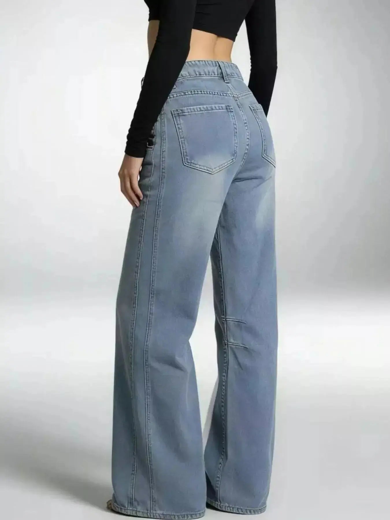 Wide Leg Wash Jeans - DaisyDrop 