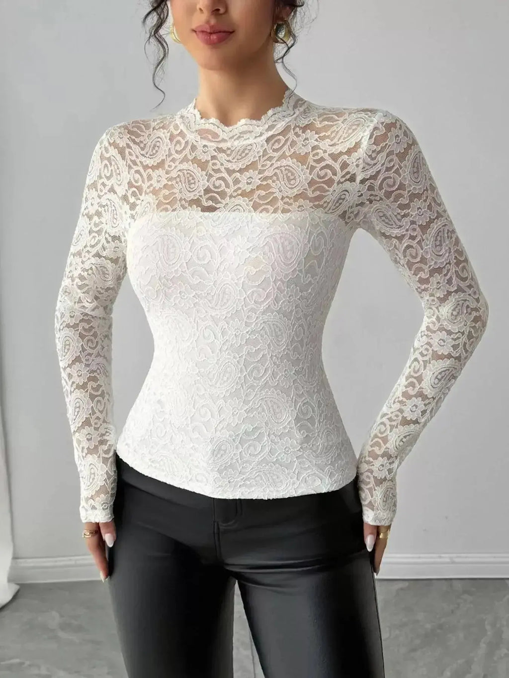 Lace Long Sleeve Top - DaisyDrop 