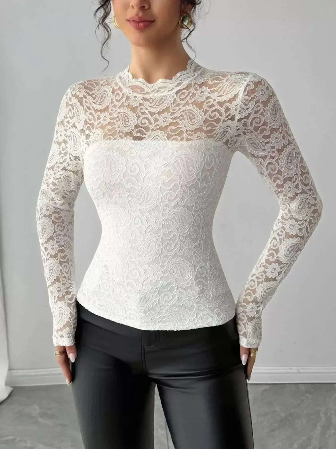 Lace Long Sleeve Top - DaisyDrop 