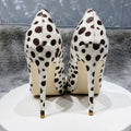 Tikicup Polka Dot Print Women Flock Pointy Toe High Heel Shoes