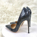 Tikicup Geometry Pattern Print Black Patent Pointy Toe eprolo