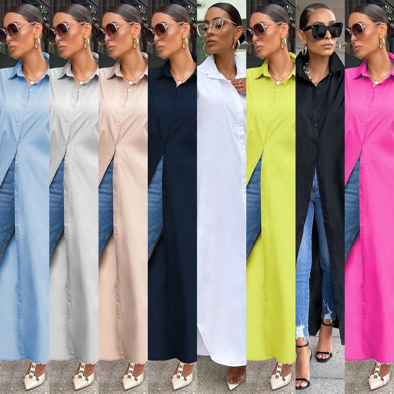 Women Casual Long Shirt Dresses eprolo