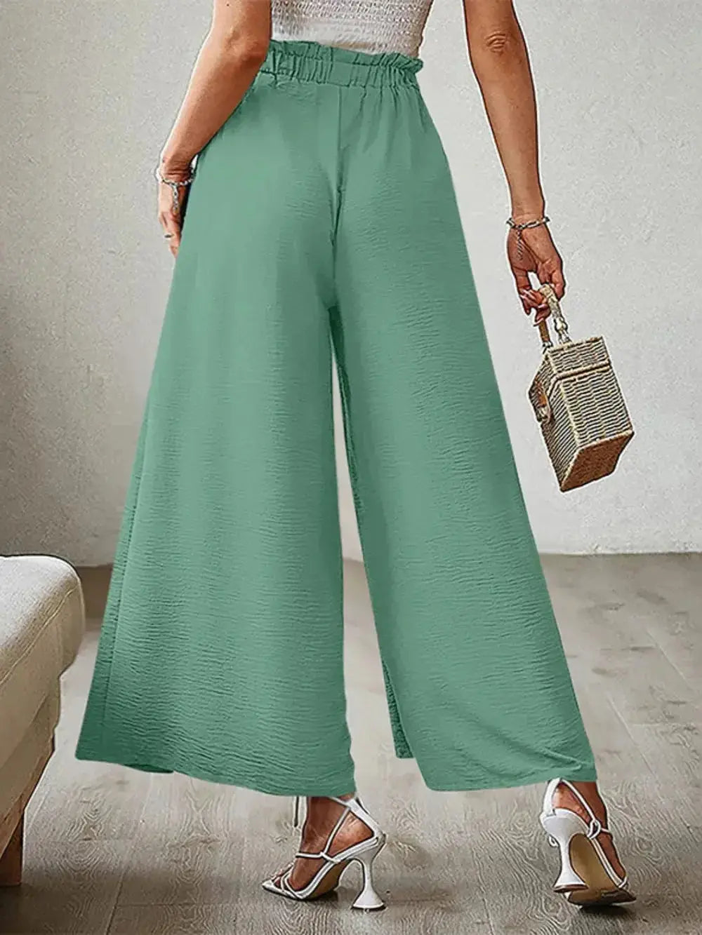 Tied Slit Wide Leg Pants - DaisyDrop 