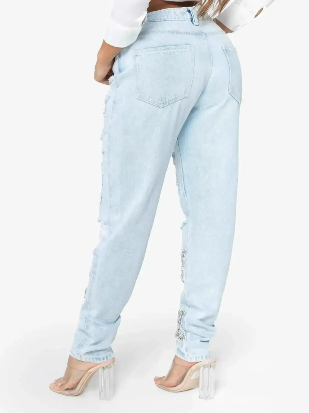 Distressed Star Wash Boyfriend Jeans - DaisyDrop 