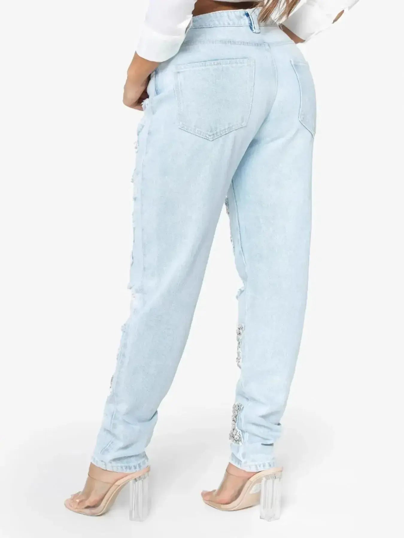 Distressed Star Wash Boyfriend Jeans - DaisyDrop 