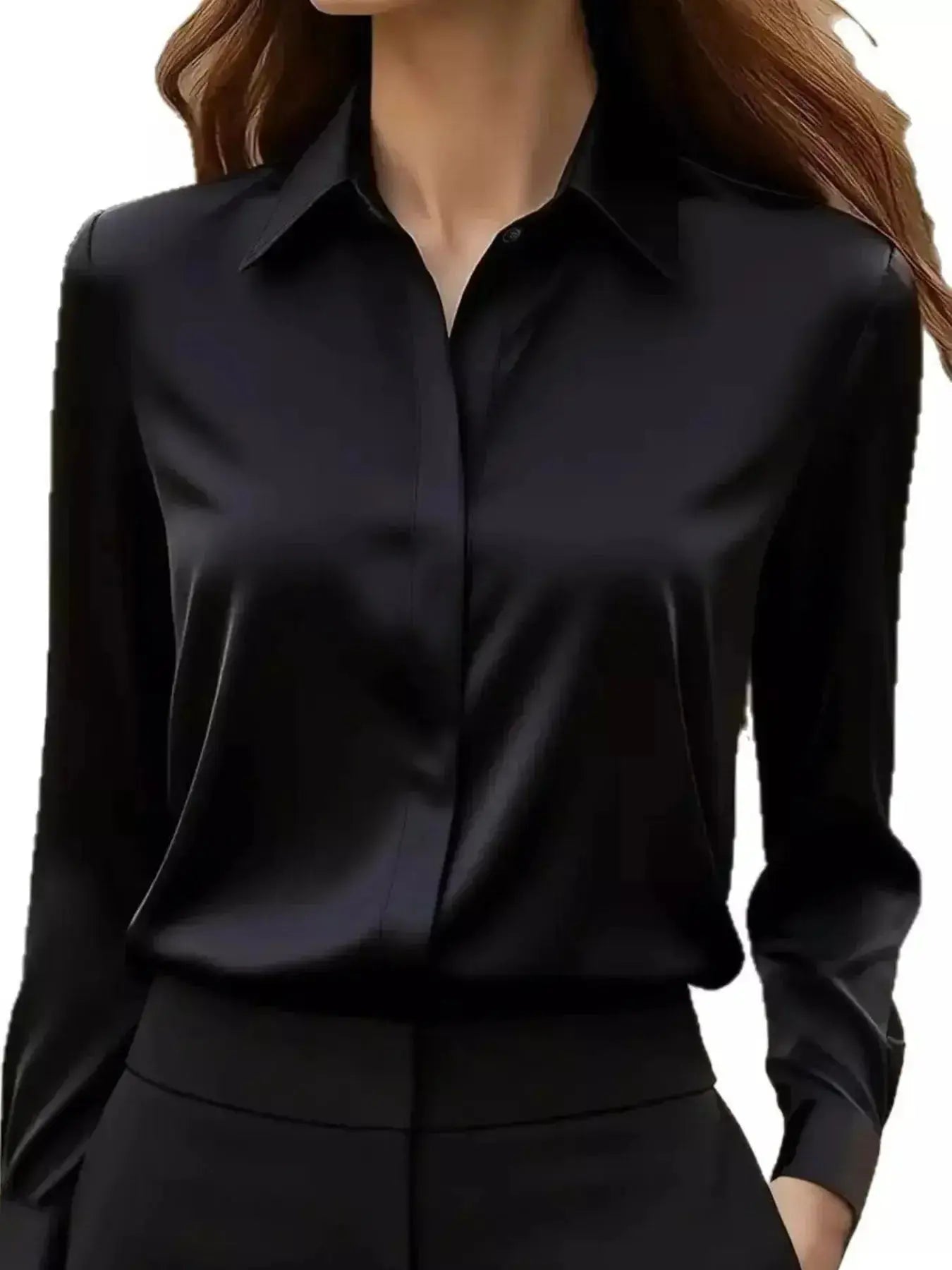 Button Down Collared Neck Long Sleeve Shirt - DaisyDrop 