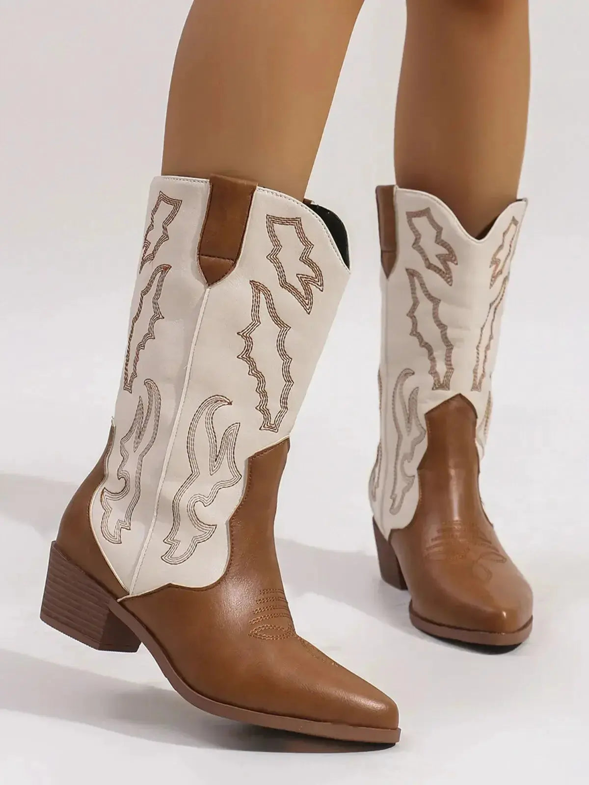 Point Toe Block Heels Boots - DaisyDrop 