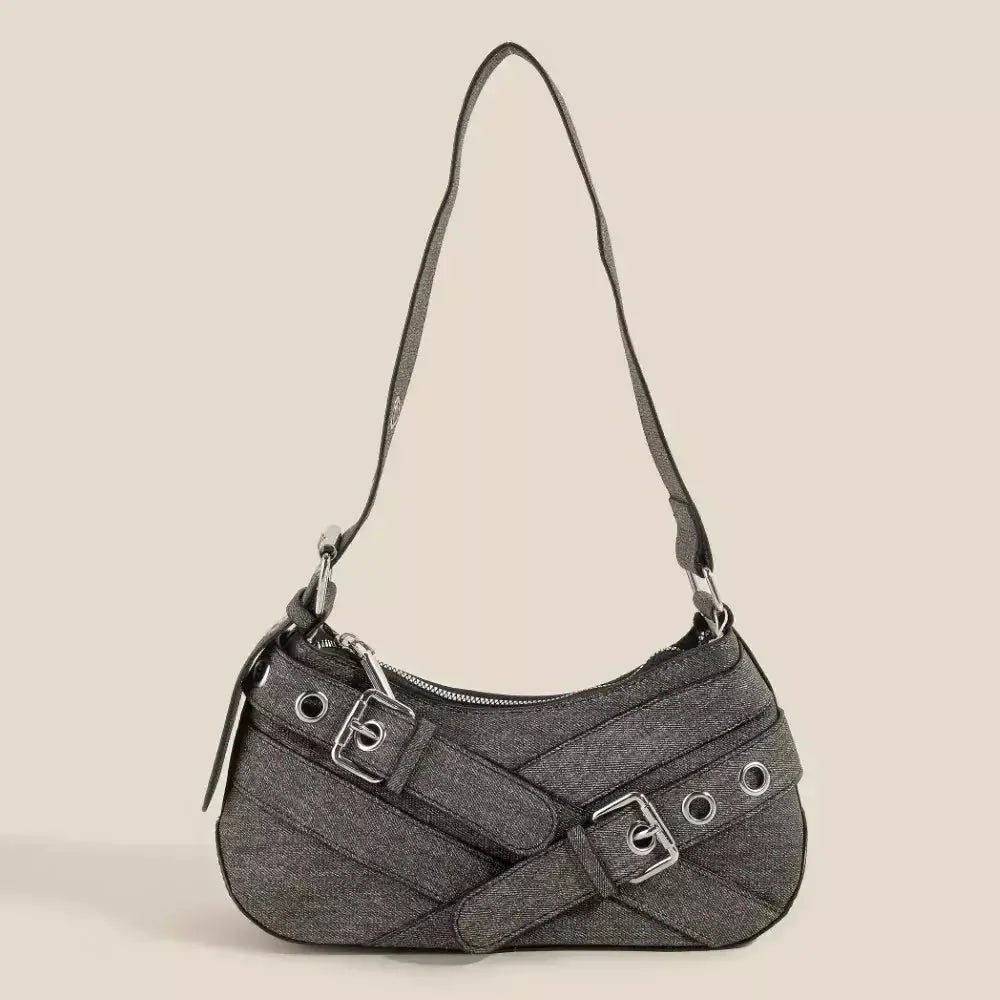 Fame Denim Belt Accent Shoulder Bag - DaisyDrop 
