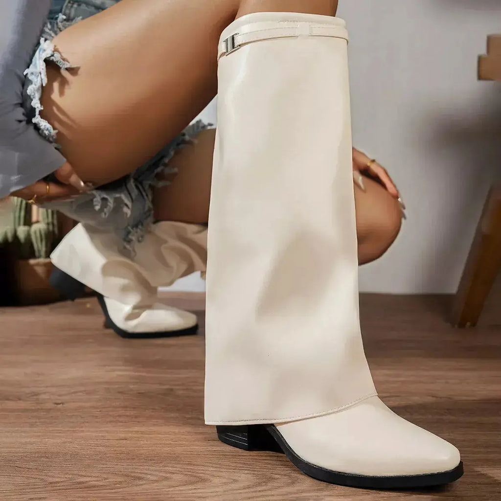 Knee-High Block Heel Boots - DaisyDrop 