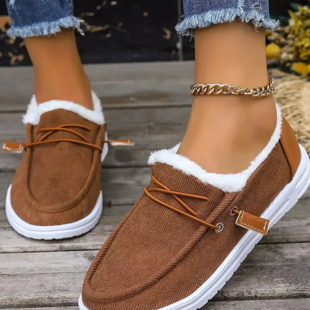 Faux Fur Lined Slip-Ons - DaisyDrop 