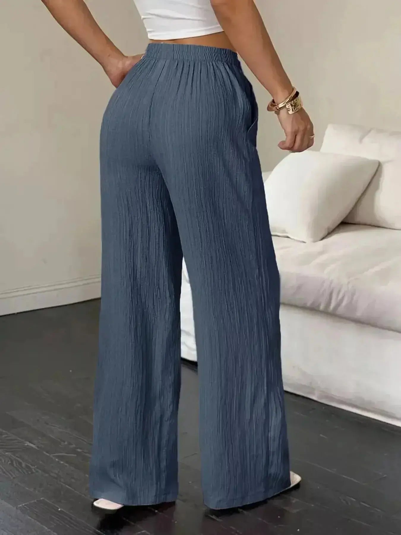 Wide Leg Pants with Drawstring - DaisyDrop 