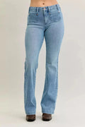 Judy Blue Full Size Mid Rise Bootcut Jeans with Contrast Wash & Front Patch Pockets Plus Size - DaisyDrop 