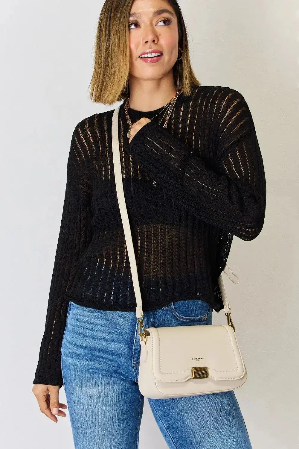 David Jones PU Leather Crossbody Bag - DaisyDrop 