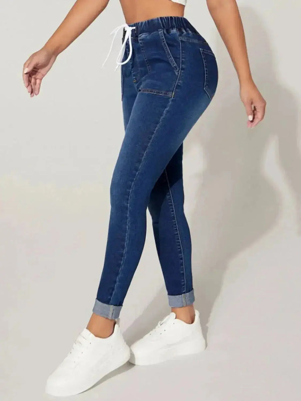 Drawstring Cropped Jeans - DaisyDrop 