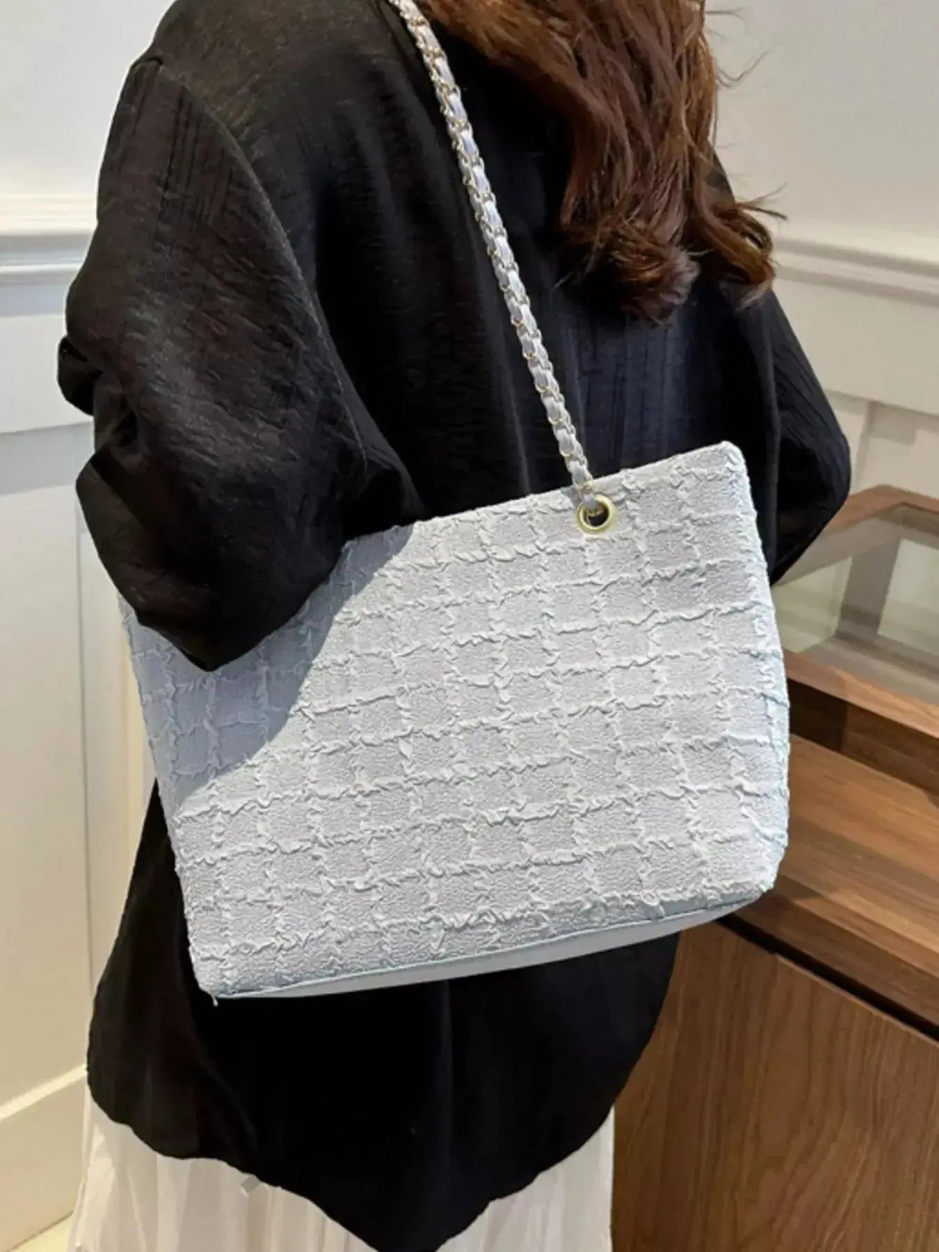 Tweed Chain Shoulder Bag - DaisyDrop 