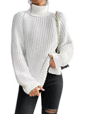 Chunky Knit Turtleneck Long Sleeve Sweater - DaisyDrop 