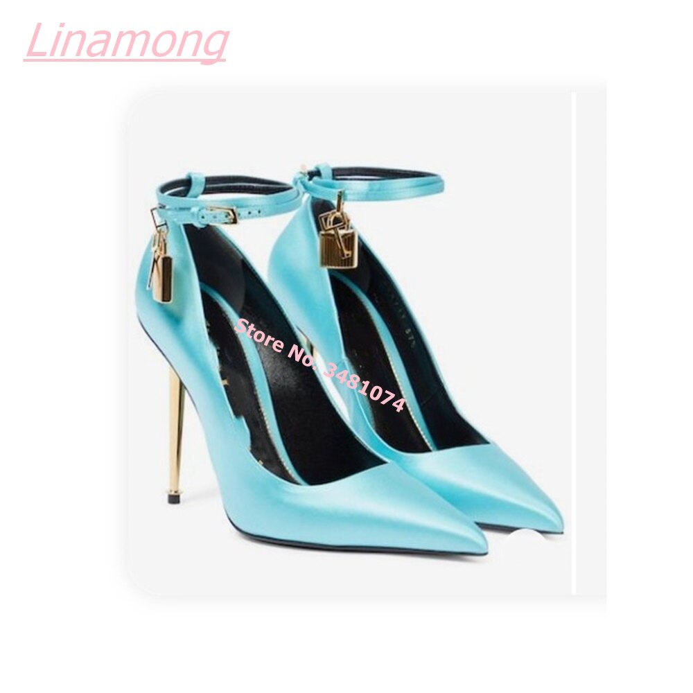 Women Pumps Metal Thin High Heel Luxury Shallow Pointed Toe