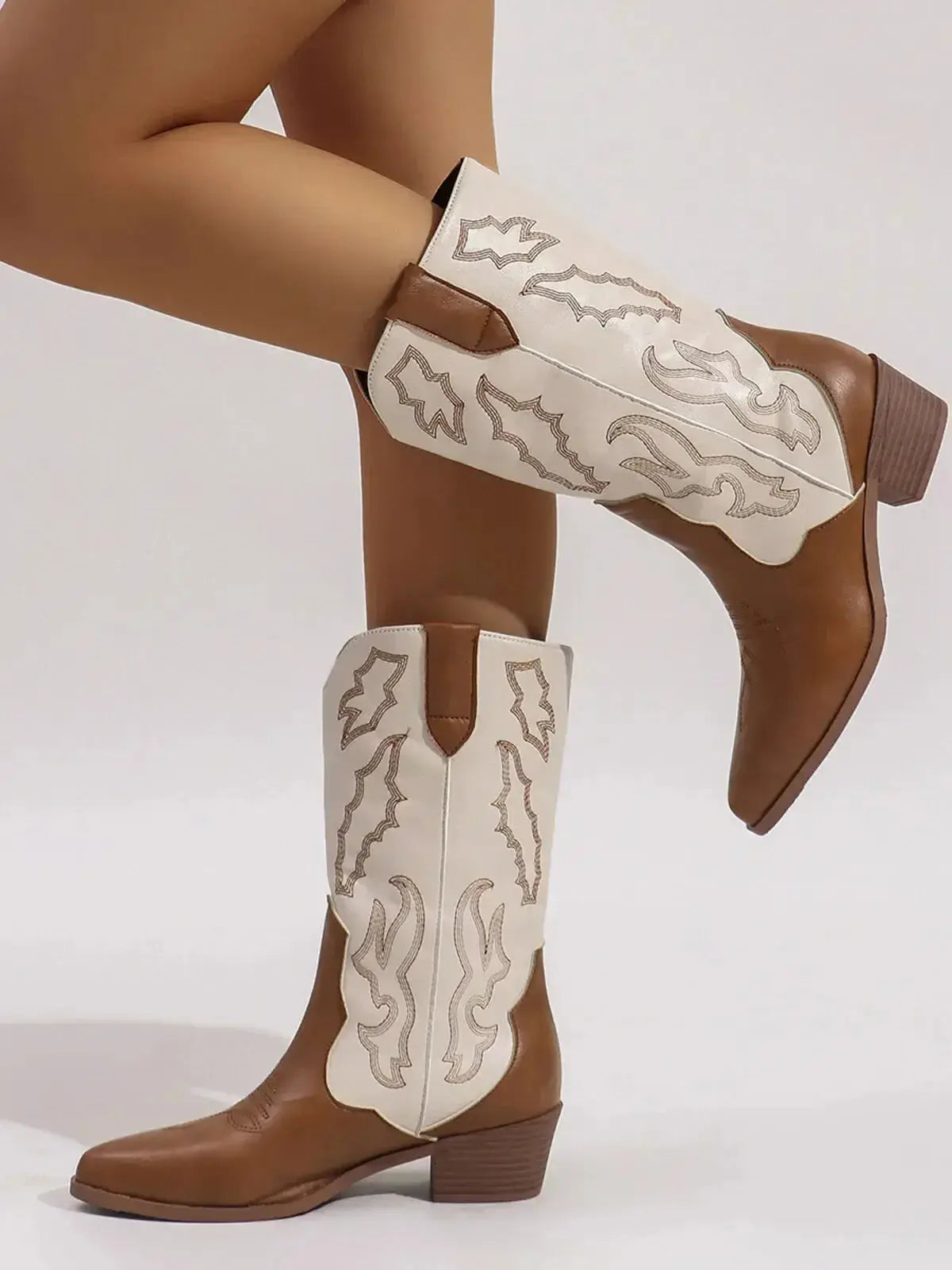 Point Toe Block Heels Boots - DaisyDrop 