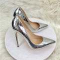 Tikicup Silver Embossed Crocodile Effect Sexy Pointy Toe eprolo