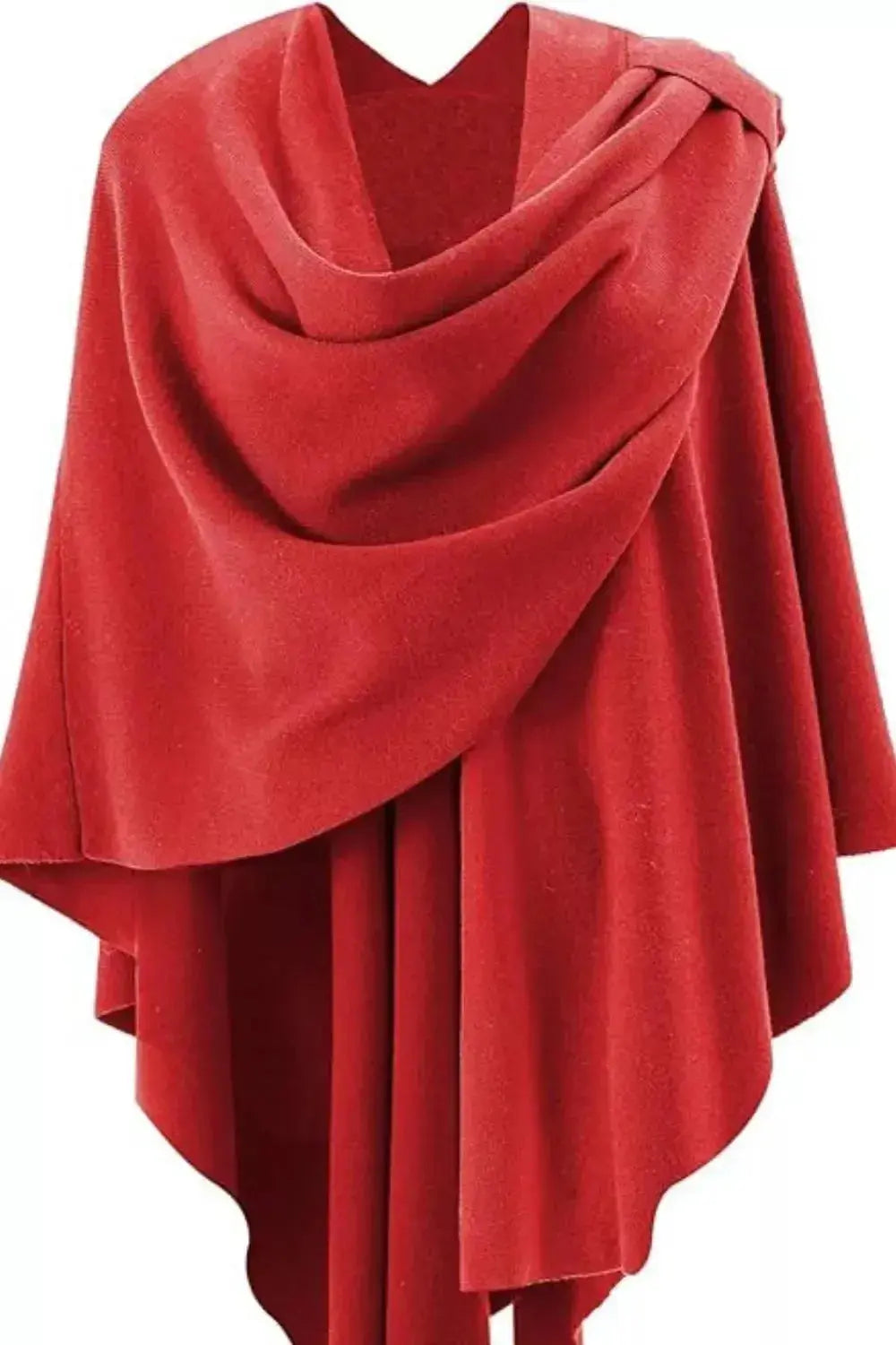 Draped Knitted Split Cape Shawl with Strap - DaisyDrop 