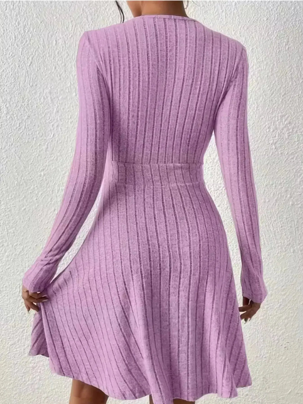 Ribbed Knit Wrap Mini Dress - DaisyDrop 