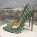 Tikicup Glitter Embossed Crocodile Effect Green Pointy Toe eprolo