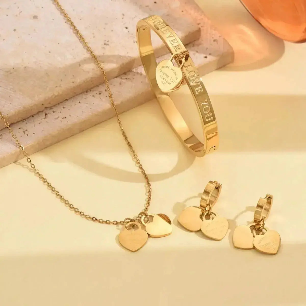 18K Gold-Plated Heart Jewelry Set - DaisyDrop 