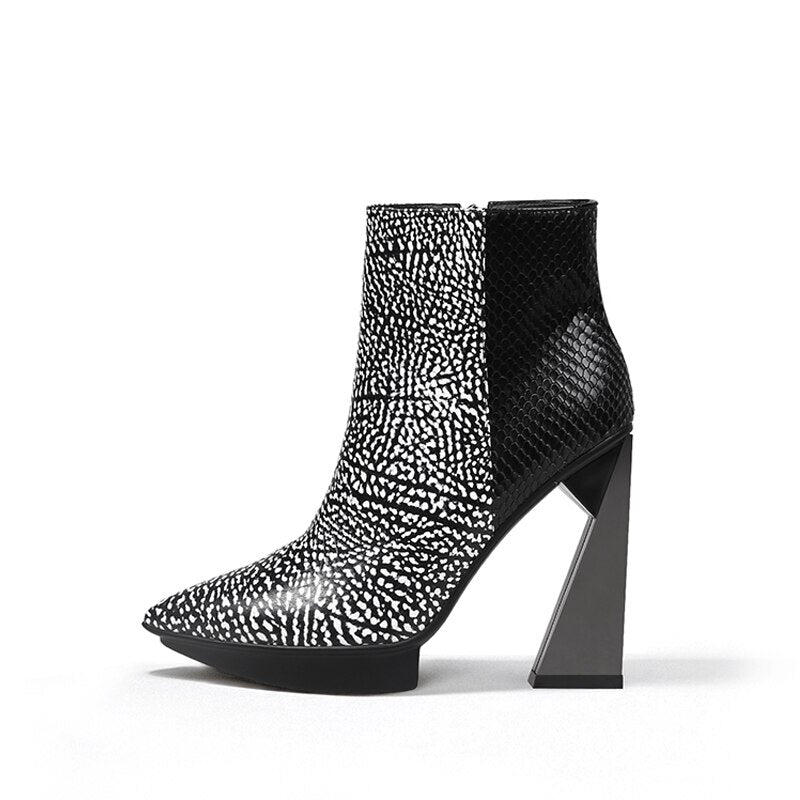 Genuine Leather Pointed Toe Boots