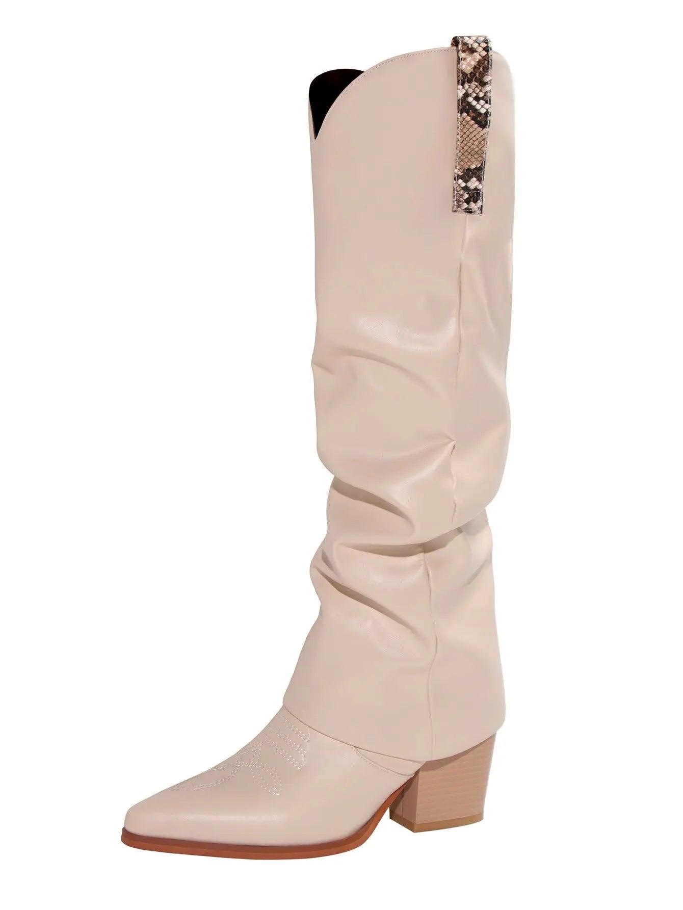 Embroidery Pointed Toe Western Cowboy Boots eprolo