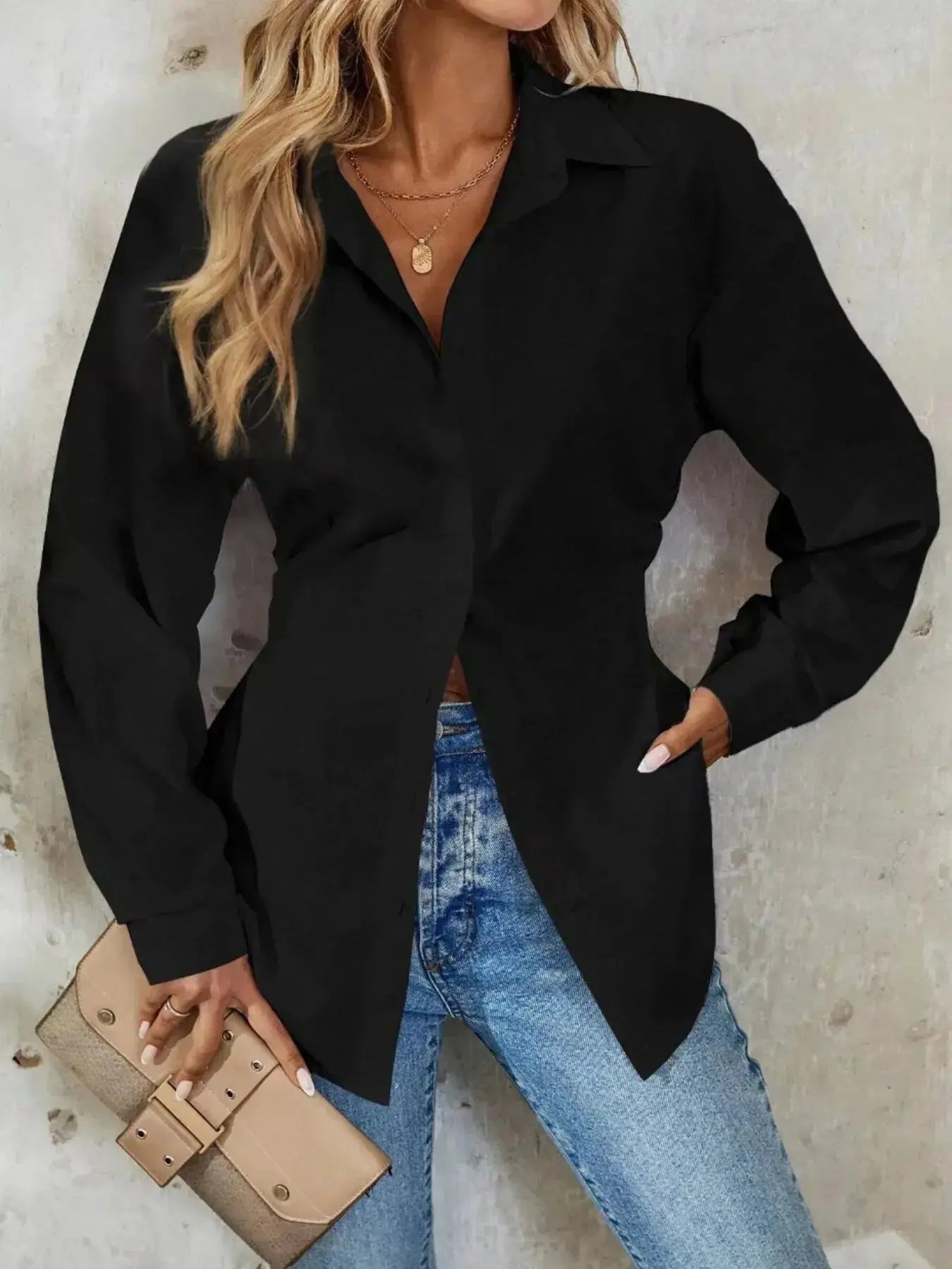 Button Up Long Sleeve Shirt - DaisyDrop 