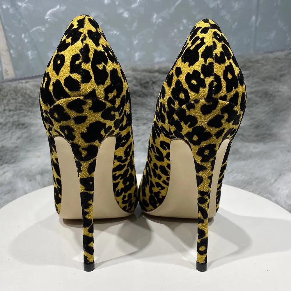 Synthetic Suede Flock Leopard Pointy Toe eprolo