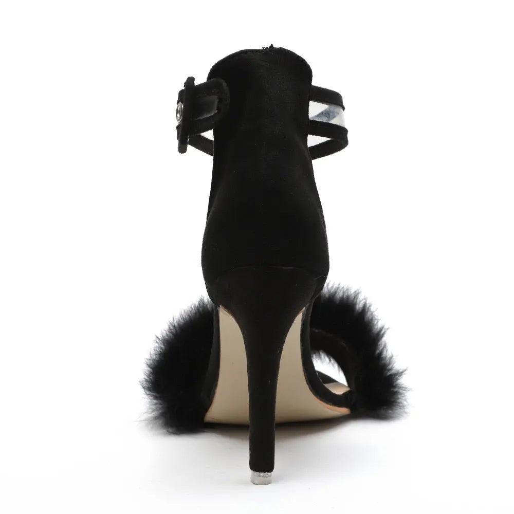 Women Pumps Snake Black High Thin Heels Ankle Strap Platform eprolo