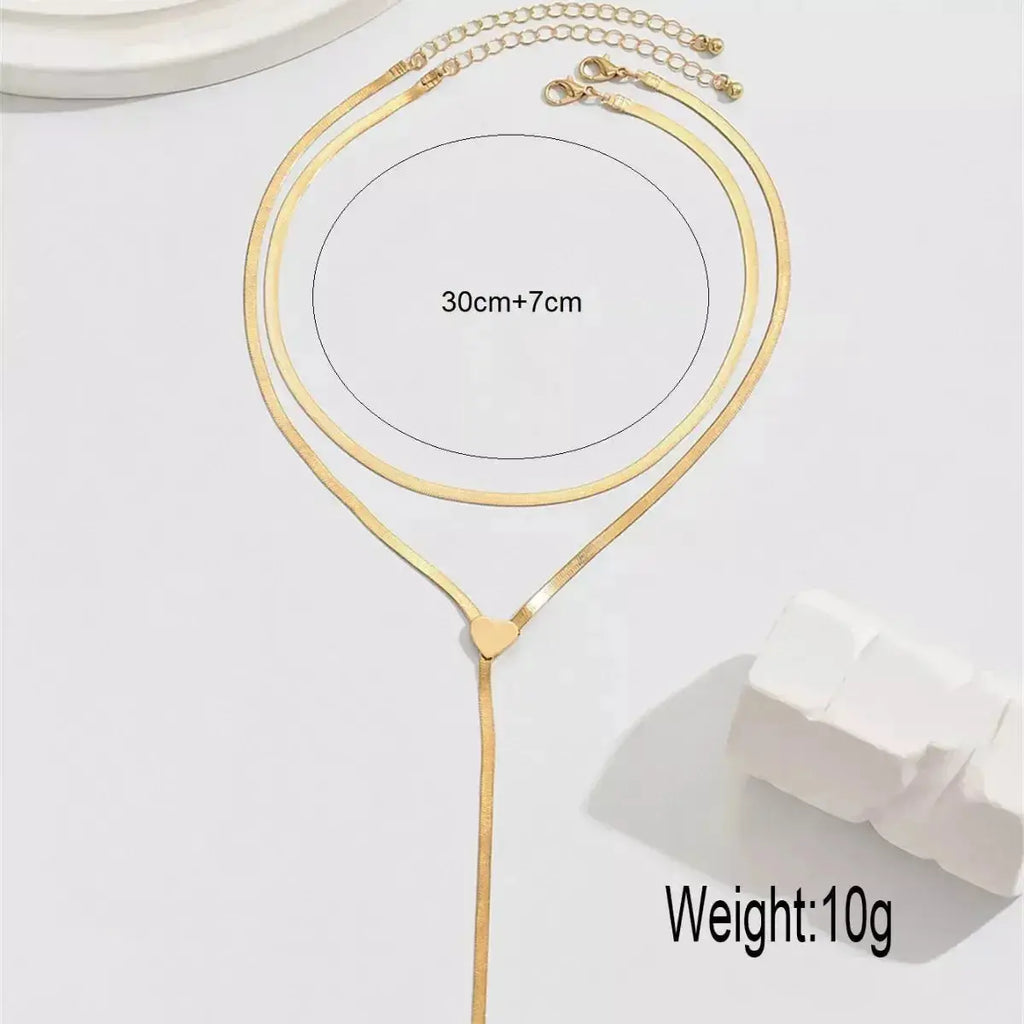 2 Piece 18K Gold-Plated Heart Necklace - DaisyDrop 