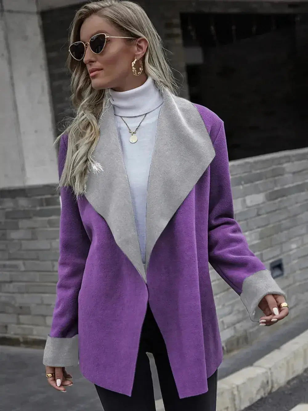 Open Front Long Sleeve Jacket - DaisyDrop 