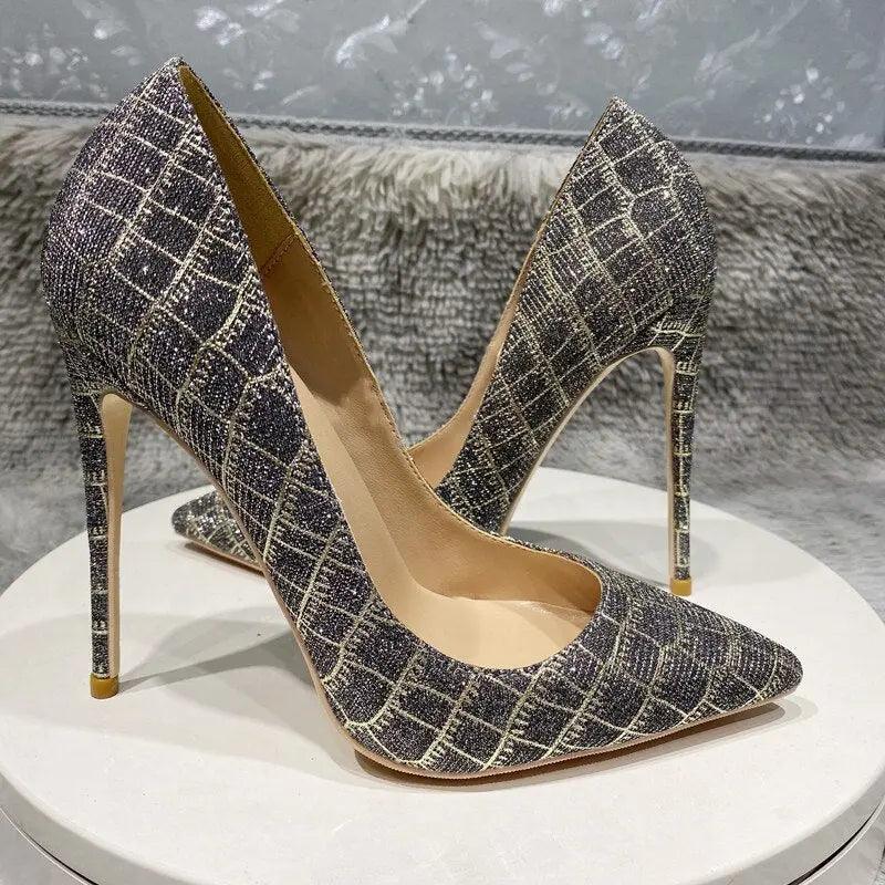 Tikicup Glitter Embossed Crocodile Effect Green Pointy Toe eprolo