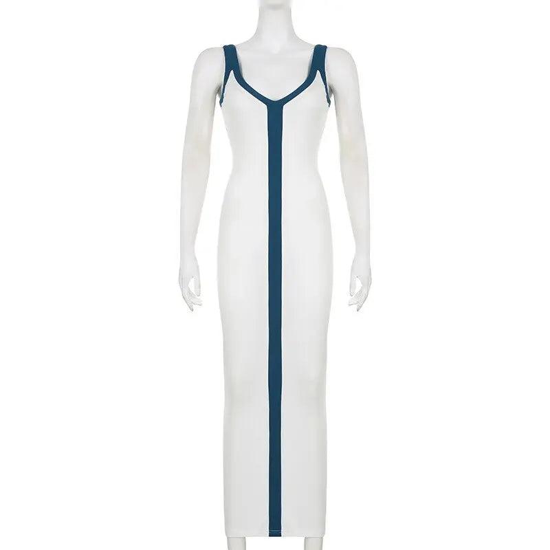 Women's Hipster V-neck Sleeveless Split Bodycon Dress eprolo
