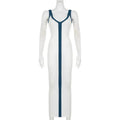 Women's Hipster V-neck Sleeveless Split Bodycon Dress eprolo