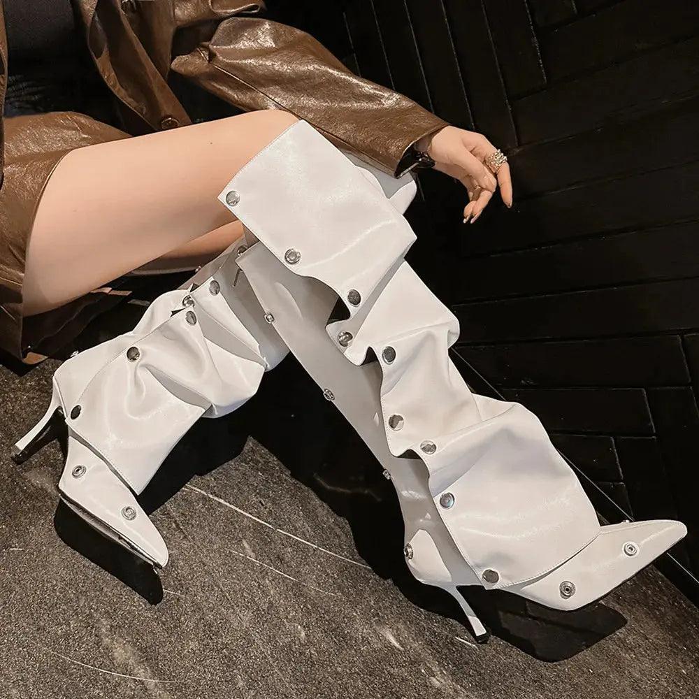 Fashion Knee High Boots Thin Heel Pointed Toe eprolo