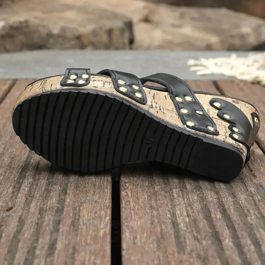 Open Toe Wedge Sandals - DaisyDrop 