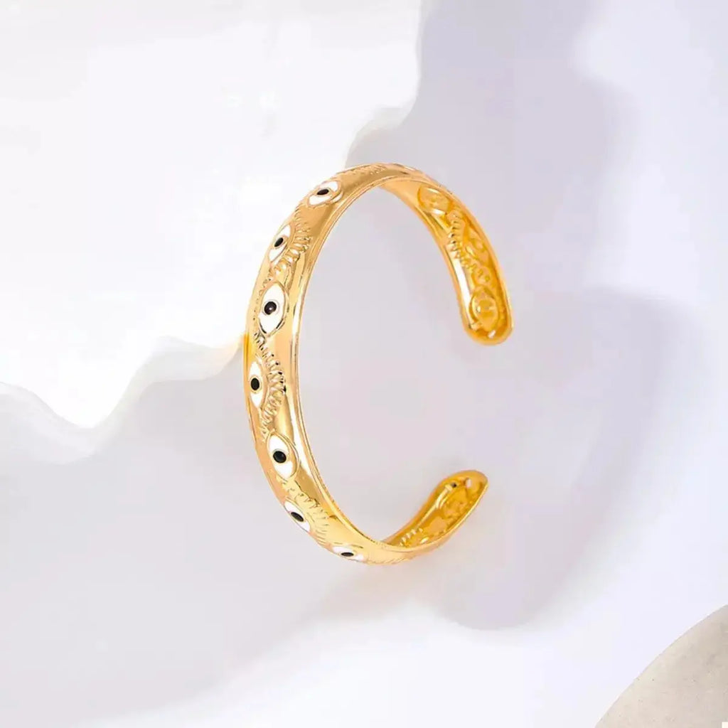 Evil Eye Open Bangle Bracelet - DaisyDrop 