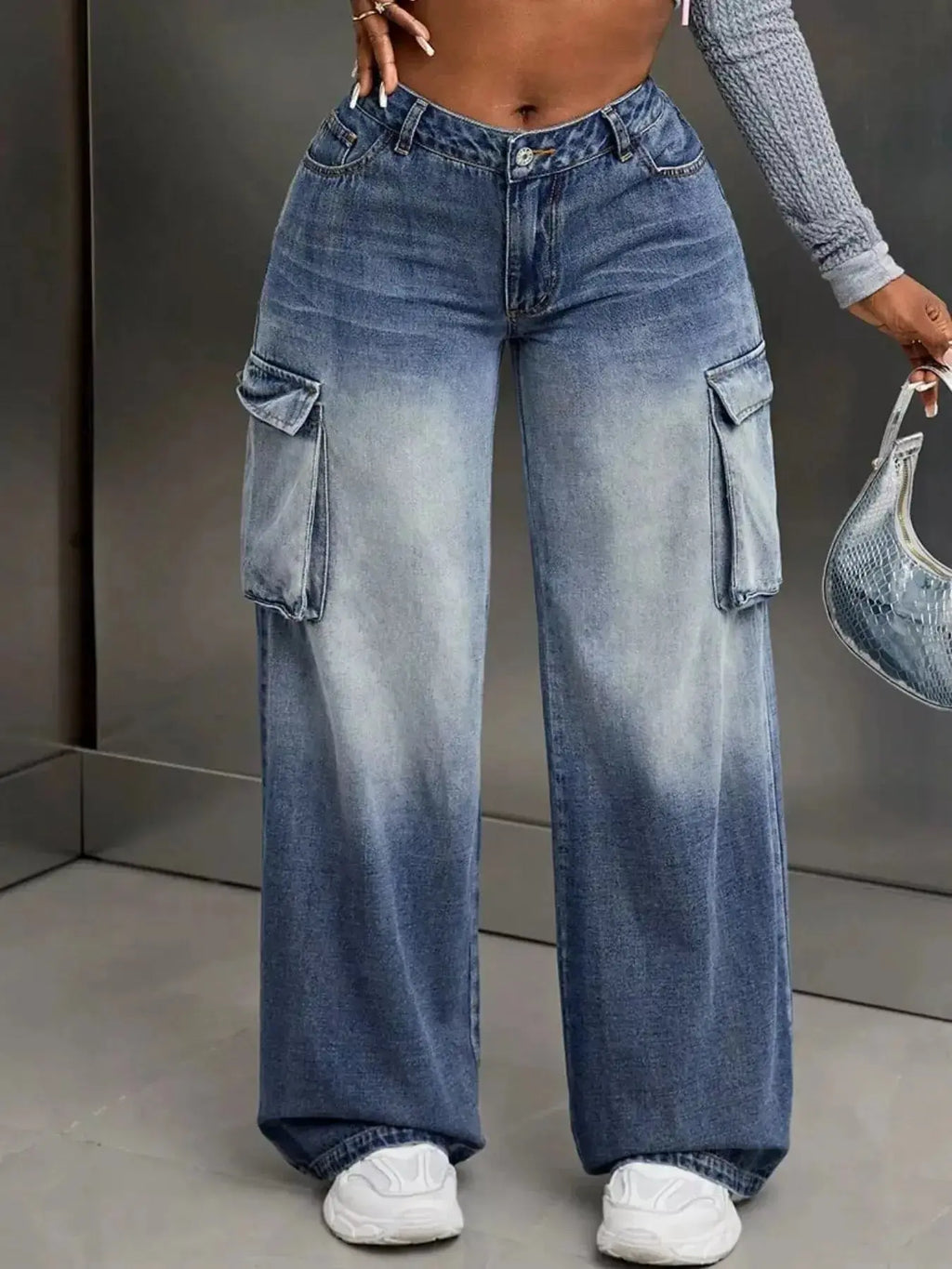 Vintage Wide Leg Cargo Jeans - DaisyDrop 