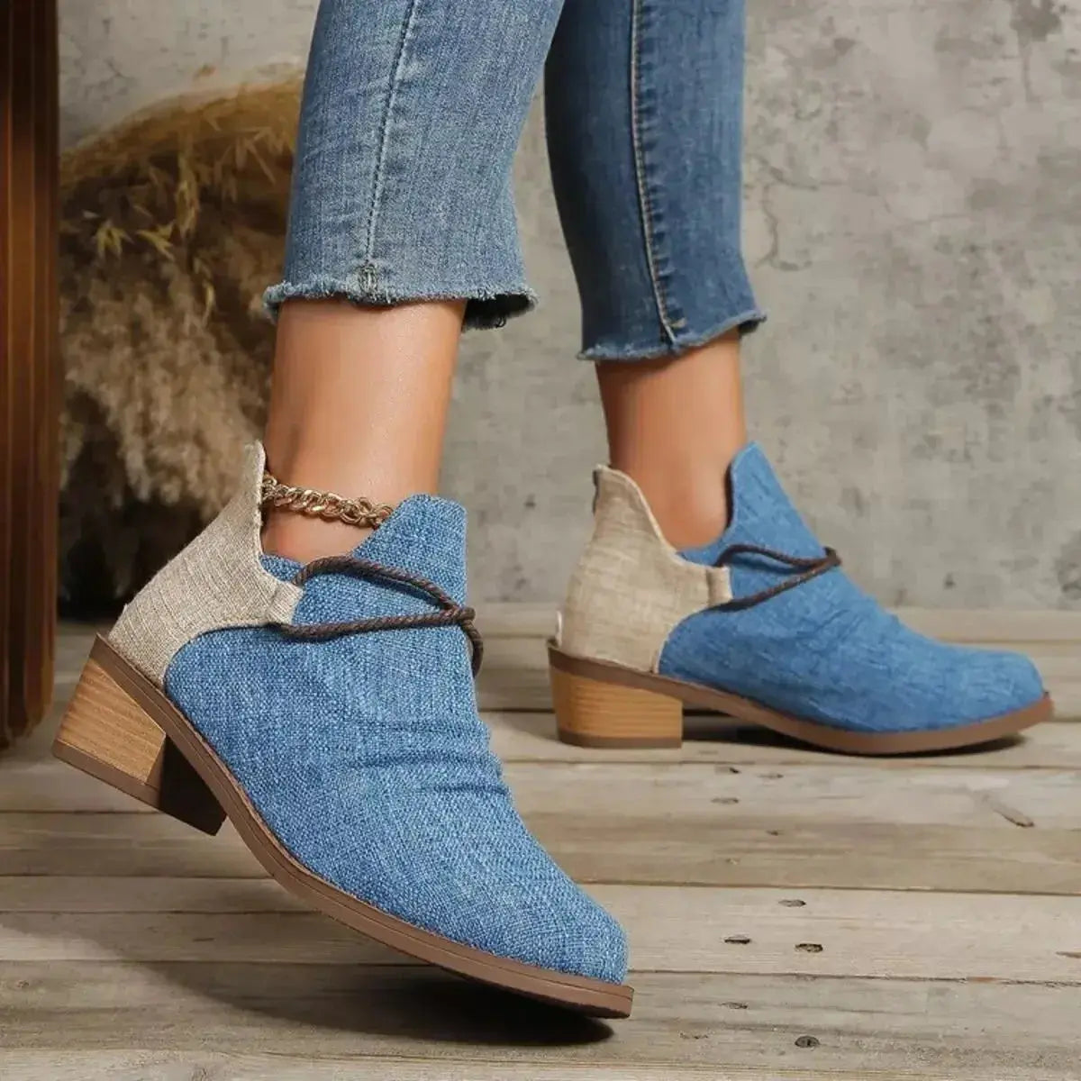 Block Heel Ankle Boots - DaisyDrop 