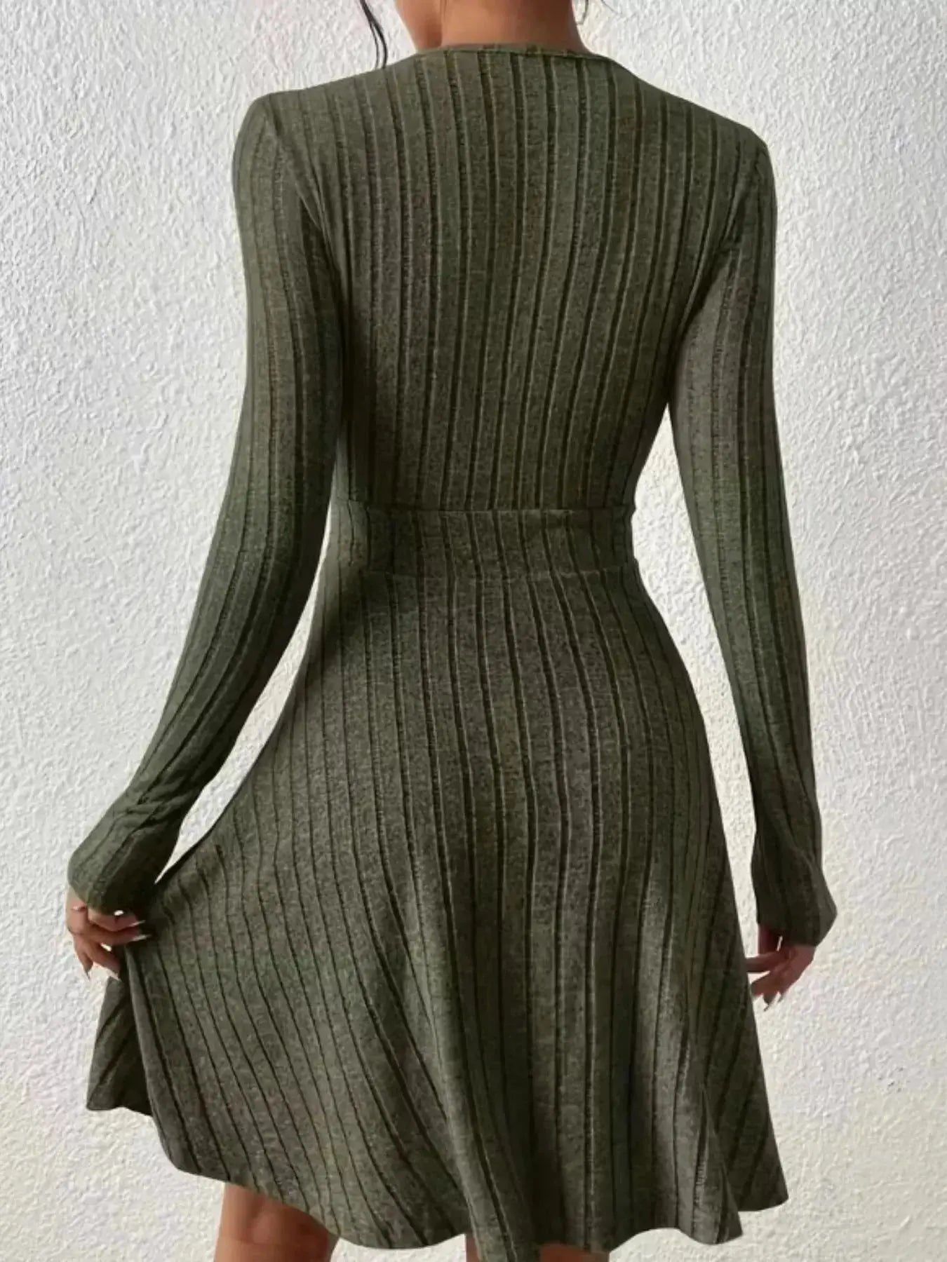 Ribbed Knit Wrap Mini Dress - DaisyDrop 